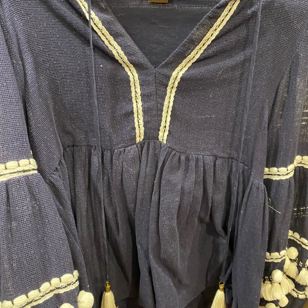 Beautiful navy and white top-Anthropology